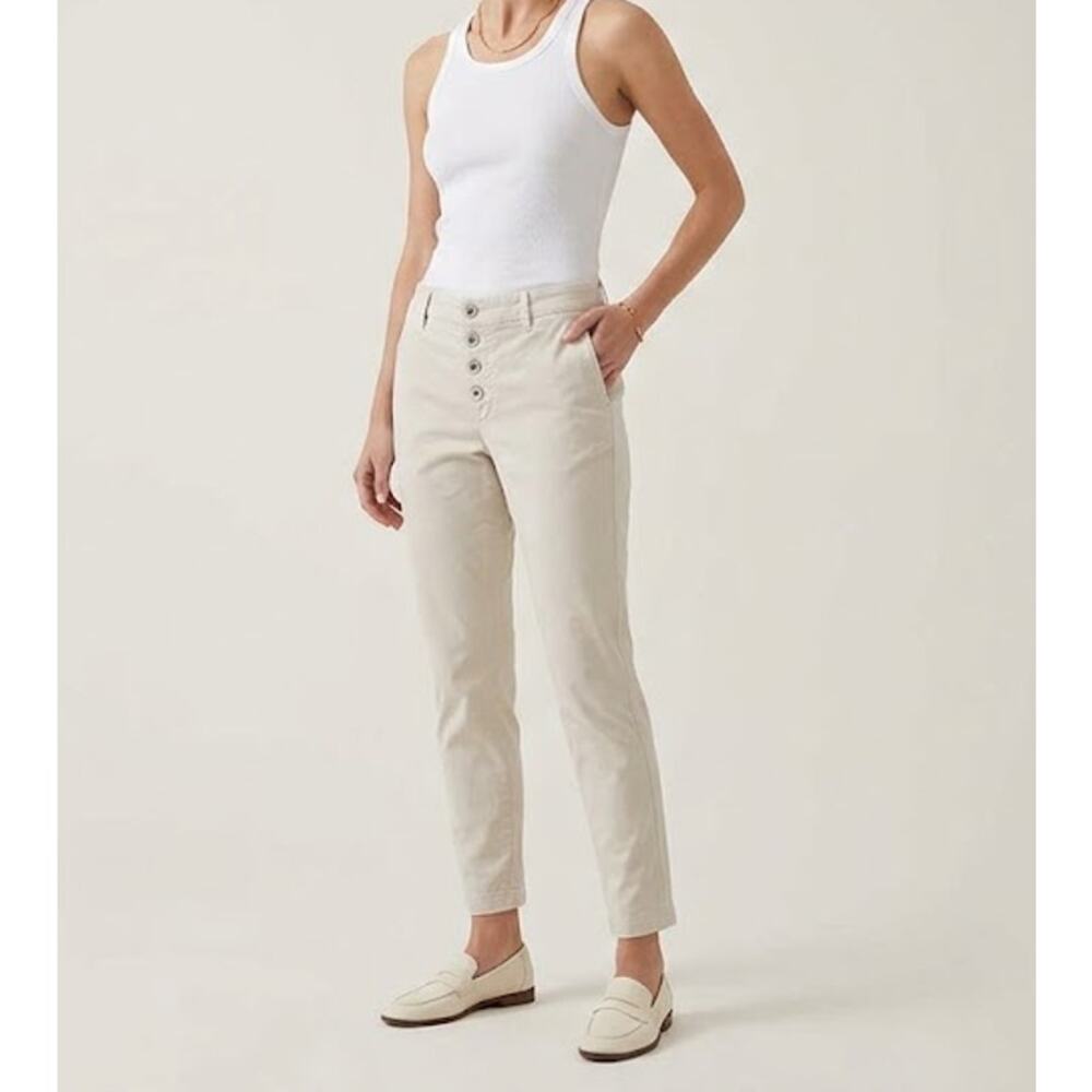 Brunello Cucinelli Beige Cotton Pants 6 Exposed Button Fly Quiet Luxury Italy